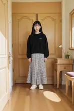 フレアスカート【デザイン性・シフォン・フラワープリント・夏用・ハイウエスト・Aライン・中長丈】（セットアップ対応）