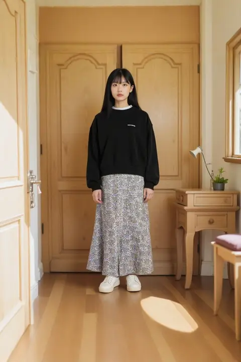 フレアスカート【デザイン性・シフォン・フラワープリント・夏用・ハイウエスト・Aライン・中長丈】（セットアップ対応）