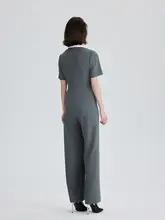 夏の通勤に最適！収腰デザインのロングサロペット【2ピース・ゆったりシルエット】（セットアップ対応）