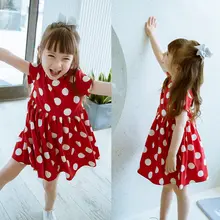 ドット柄プリンセスドレス【子供用・薄手・ラウンドネック・ショートスリーブ・チュチュスカート】（セットアップ対応）