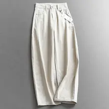 高腰デザインのコットン製バナナパンツ【体型カバー・ワイドレッグ・カジュアル】