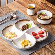 仕切りプレート セラミック 3仕切り 食事管理 ダイエット 朝食 一人用 家庭用 食器 キッズ 男の子 女の子