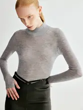 透け感のあるシルク光沢ウールタートルネックニット【柔らかく上品・春秋用】