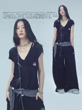 リリックシリーズ Vネック女性用ゆったりジャズスタイル半袖トップス