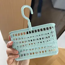 通気性抜群！プラスチック製の小型吊り籠【水切り機能付き・収納バスケット】