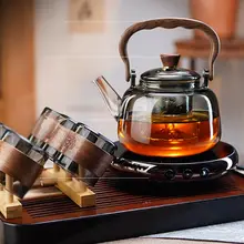 耐熱ガラス製 ティーポット【ハンドル付き・直火加熱対応・蒸煮用】