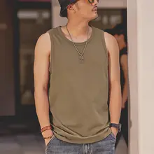 夏用 コットン製 ミリタリーグリーン ノースリーブ タンクトップ【ゆったりフィット】