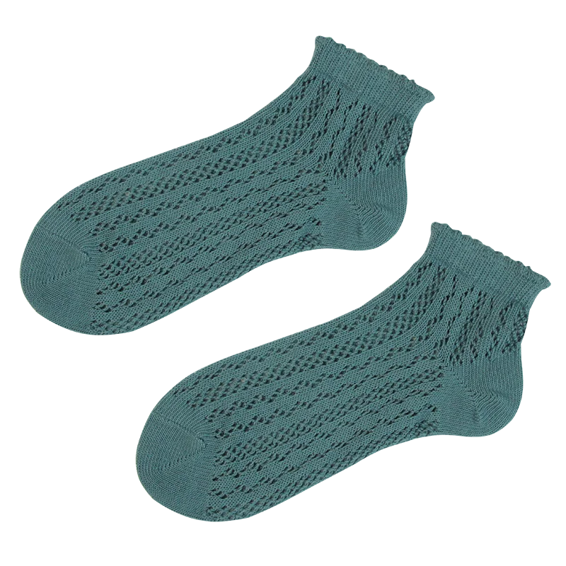 薄手メッシュソックス【全棉・フリルエッジ・春秋夏用・通気性・女性用・ショートタイプ】