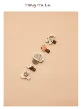 かわいい布製花飾りのベビー用ヘアクリップ【髪の毛を傷めない・子供用】