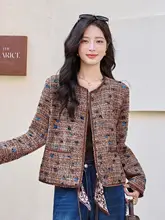 粗花ねデザインの高級感ある丸首ジャケット【春秋用・女性用】（セットアップ対応）