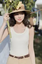杏色Uネックニットキャミソール【春夏用・フィット感・小柄対応】