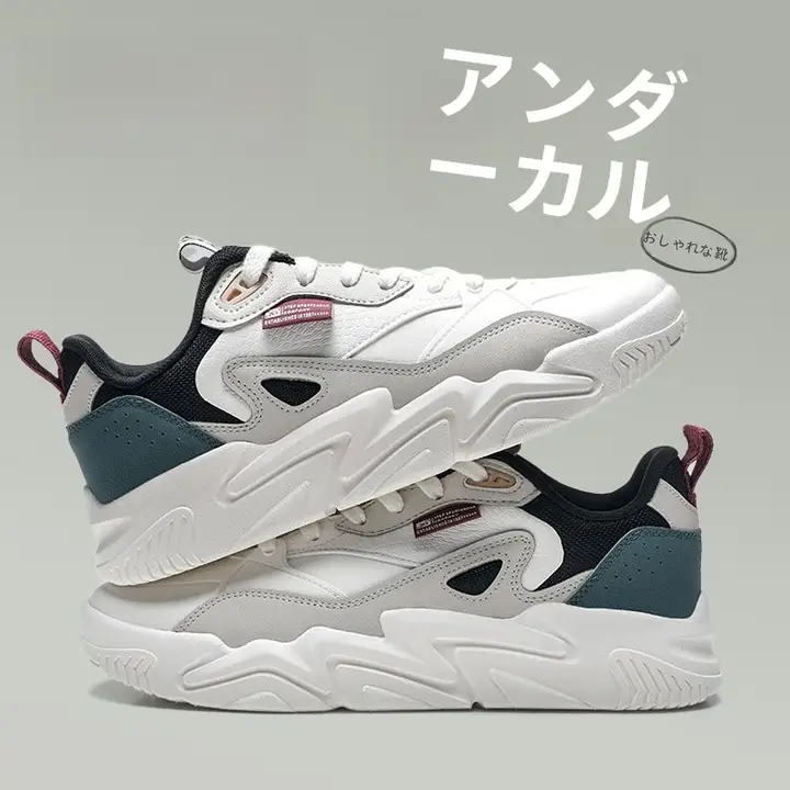 レザーサイド ボーイズシューズ【カジュアルスタイル・厚底・レトロデザイン】