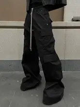 ワイドレッグカーゴパンツ【多ポケット・ユニセックス・ダークカラー・トレンドスタイル】（セットアップ対応）