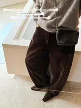 極上の柔らかさのコーデュロイ厚手保温カ ジュアルパンツ【秋冬用・ゆったりしたワイドレッグ・体型カバー】（セットアップ対応）