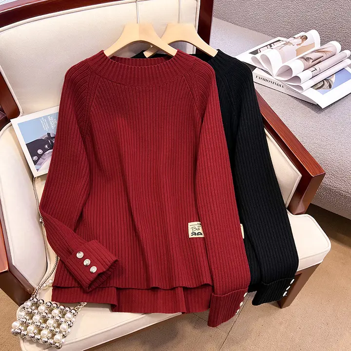 シンプルなデザインのハイネックニットセーター【秋冬用・女性用・極上の柔らかさ】（セットアップ対応）