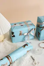 ラッピングペーパー 猫柄 ソーダ柄 リボン付き 大サイズ DIYラッピング 誕生日プレゼント ギフトボックス