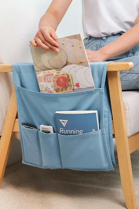 シンプルな布製のソファーサイド収納ポケット【多機能・リビング用・背もたれ用】