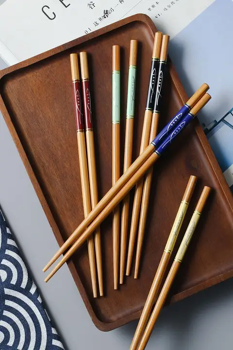 天然竹製カラフルな個人用箸【防滑・防カビ・高温耐性】（セットアップ対応）