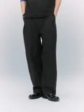 高密度チェック柄コットンバルーンパンツ【斜め開き・ストレート・ダブルプリーツ・カジュアル長パンツ】