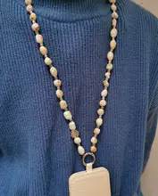 民族風のスマホチェーン【長めの斜め掛け・デザイン感あるビーズ付き・サングラス用】