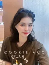 カチューシャ レディース サテン ギャザー ブラック グレー 韓流 上品 きれいめ 若見え トップボリューム 「cookie」