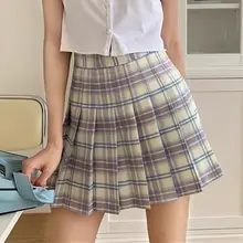 大きいサイズ レディース ギャザーウエスト プリーツスカート【夏用・ハイウエスト・チェック柄】