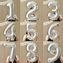 シルバーの数字バルーン【誕生日飾り・子供用・フォトプロップス】
