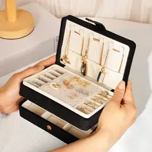 高級ポータブルジュエリーボックス【多機能・ダイヤモンド型・ネックレス・指輪収納用】