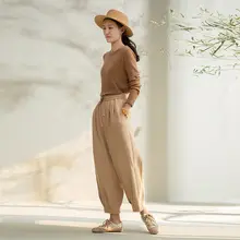 オーストラリア産長綿使用のウエストひも付きスポーツパンツ【春用・女性用】