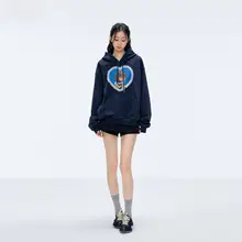 レース付きハートデザインのダックスフンドパーカ【秋冬用・フード付き】（セットアップ対応）