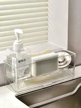 キッチンのスポンジ水切りラック【多機能・水栓横・カウンター収納用】