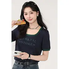 魅力的なデザインのカラーコンビネーションTシャツ【女性用・クルーネック・ショートスリーブ】