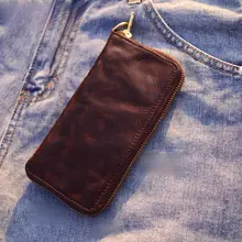 本革製 メンズロングウォレット【多カードポケット・超薄型・牛革・縦型】