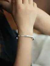 竹節デザインのシルバ�ー925ブレスレット【カップル用・オープンタイプ・誕生日ギフト】