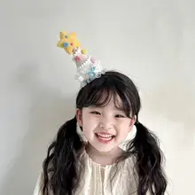 星型バースデーハットとレースヘアバンド【女の子用・可愛い撮影用・パーティーアクセサリー】