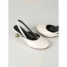 夏用丸トゥデザインのレディース真皮オープントゥサンダル【エレガント・ハイヒール】