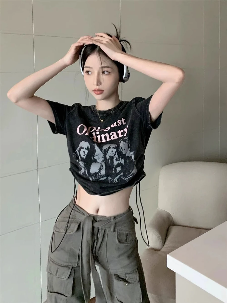 K-POPスタイル ジャズダンストップス：女性向け音楽フェスに最適なストリートカジュアルトップス