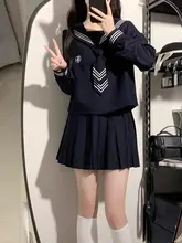 学院風長袖制服【無地のセーラーシャツ・百褶スカート】（セットアップ対応）