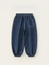 夏用 個性的なストリートスタイル 男の子用デニムパンツ【天絲・裾絞りデザイン・軽量・防蚊機能】