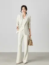 春夏向け浅い杏色の上質ビジネススーツ【女性・フォーマル・3ピース】（セットアップ対応）