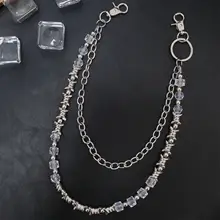 ユニークなデザインの金属製ウエストチェーン【鋭いトゲデザイン・ダブルレイヤー・ヒップホップスタイル】（セットアップ対応）