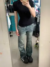 ハイウエストブーツカットデニムパンツ【スリムフィット・女性用・デザイン性】（セットアップ対応）