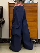 ワークパンツ レディース ハイウエスト ゆったり パッチワーク ワイドレッグ