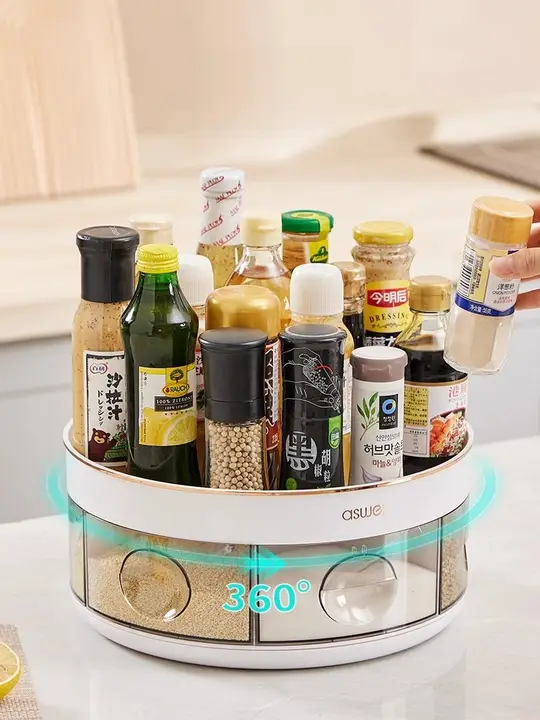 多機能回転調味料ラック【キッチン用・収納ボックス】