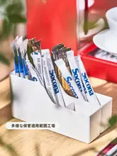 デスク用 ミニ収納ラック【多層・仕切り付き・プラスチック製・ホワイト】