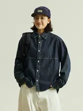 ユニセックス デニムシャツ【薄手・ゆったりとした着心地・レトロスタイル】