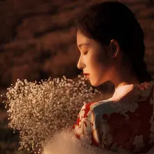 レトロな和風浴衣スタイルの少女用ワンピース【緋紅色・改良デザイン】