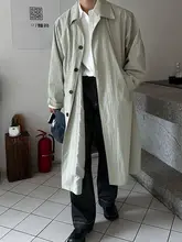 春秋のトレンチコート【ラップデザイン・ルーズフィット・ロング丈・翻り襟】