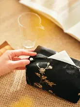 刺繍入りティッシュボックス【華やかな花柄・宋風デザイン・高級感あるインテリア】