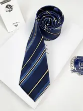 青少年用制服スタイルの青と白のストライプネクタイ【手作り・フォーマル】